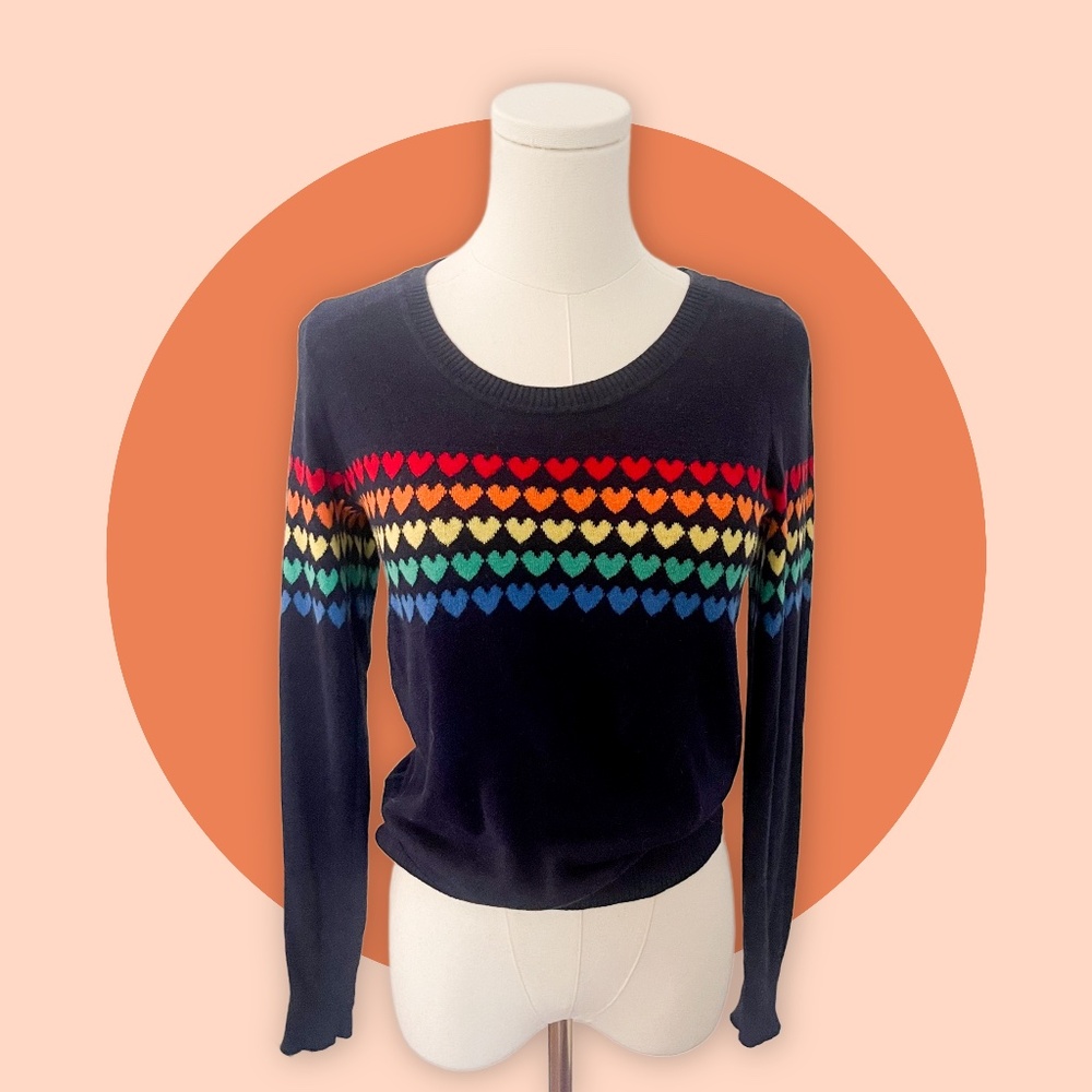 Chaser Cotton Cashmere Intarsia Heart Sweater XS